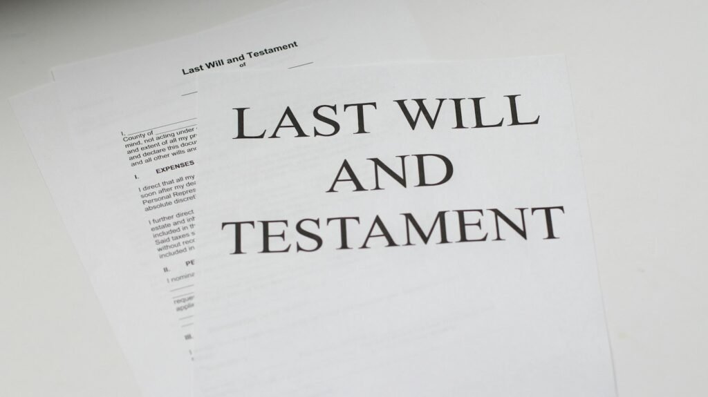 Last will and testament document